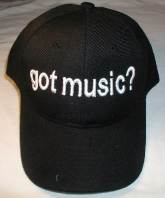 got music? black hat with white letters